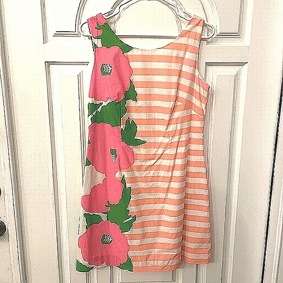 LILLY PULITZER Delia Floral Stripe Scoop Neck Sleeveless Shift Dress EUC - Picture 3 of 12